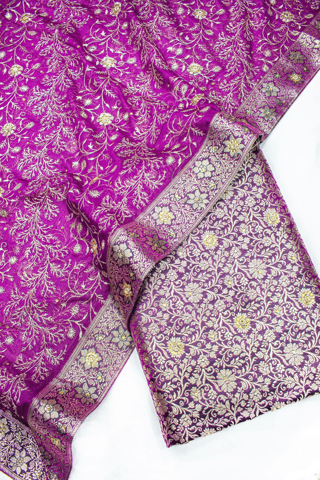 Purple Stone Kimkhab Silk Banarasi Gharara With Lehirya Duppata