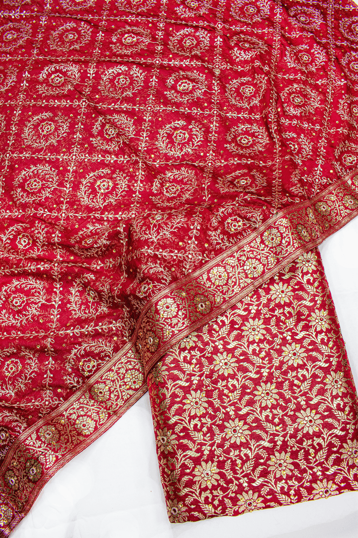 Maroon Stone Banarasi Kimkhab Silk Gharara With Fancy Duppata