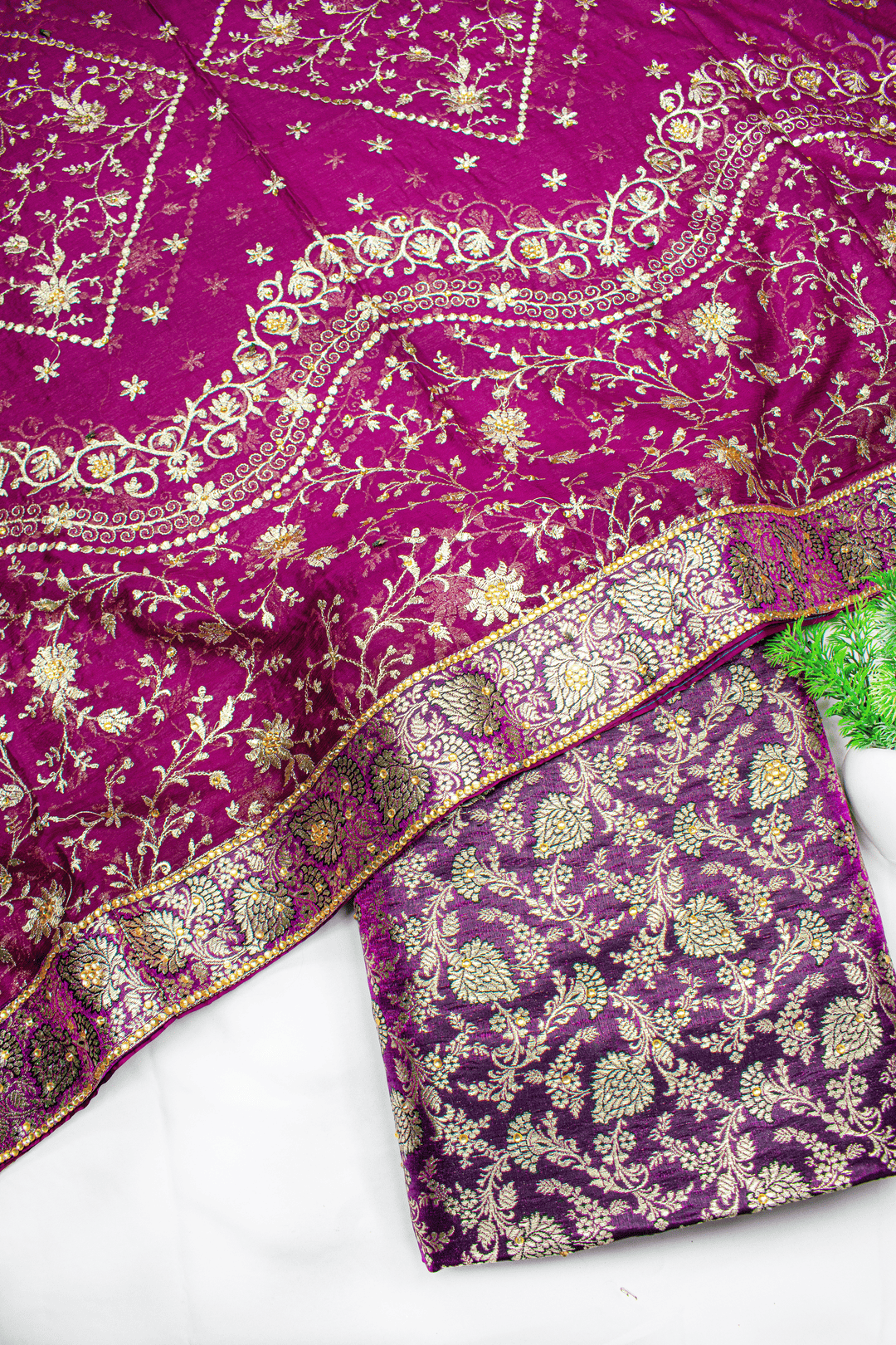 Purple Stone Kimkhab Silk Banarasi Gharara With Heavy Stone work