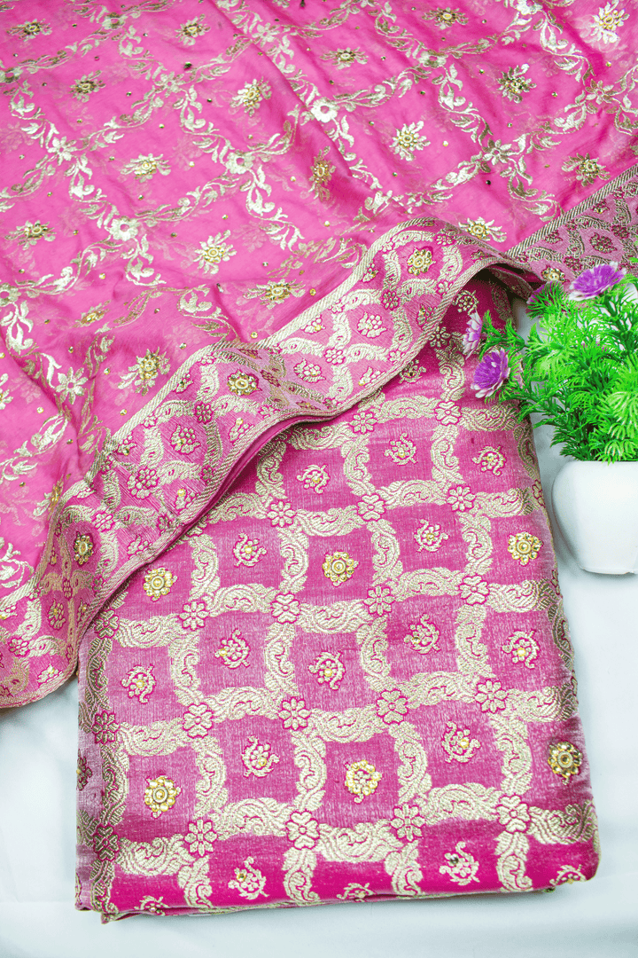 New Light Pink Kimkhab Silk Banarasi Gharara With Fancy Duppata