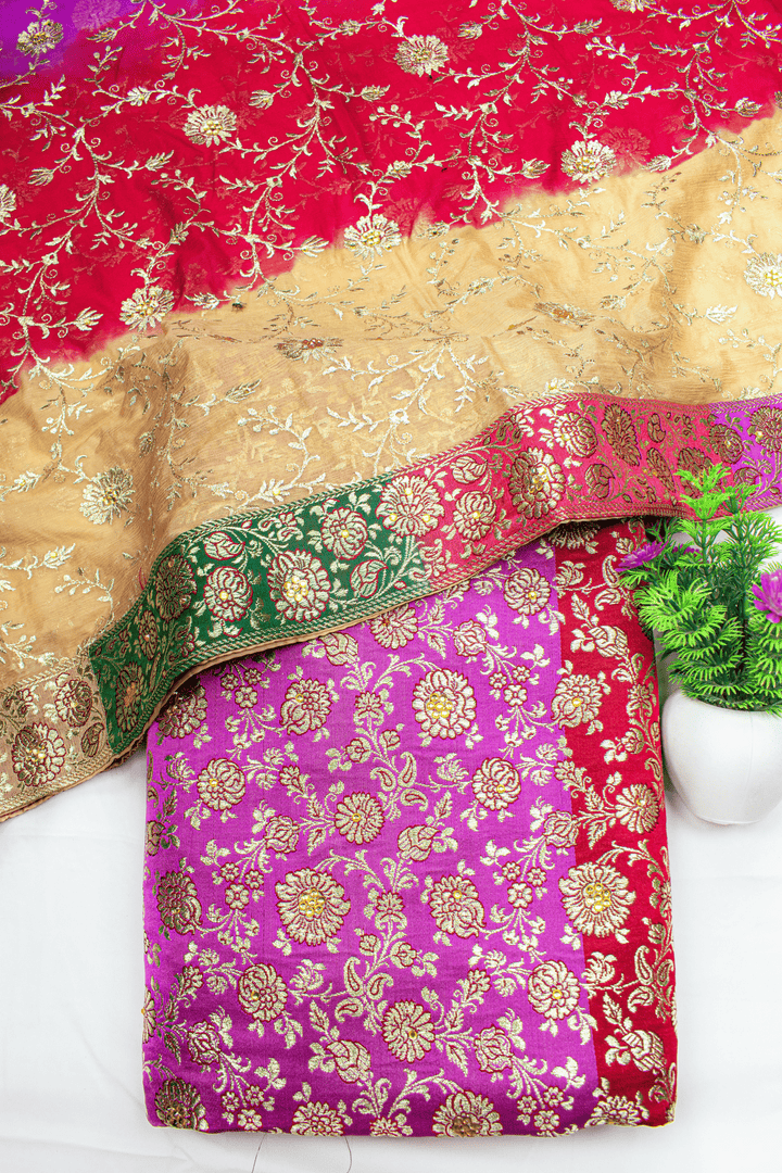 Chatapati Multicolour Pour Kimkhab Silk Banarasi Gharara