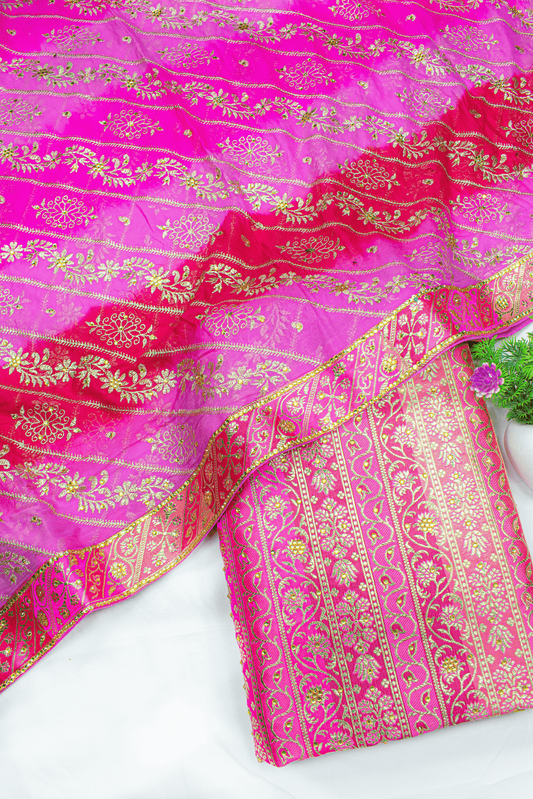 New Multicolour Stripe Design Pour Kimkhab Silk Banarasi Gharara