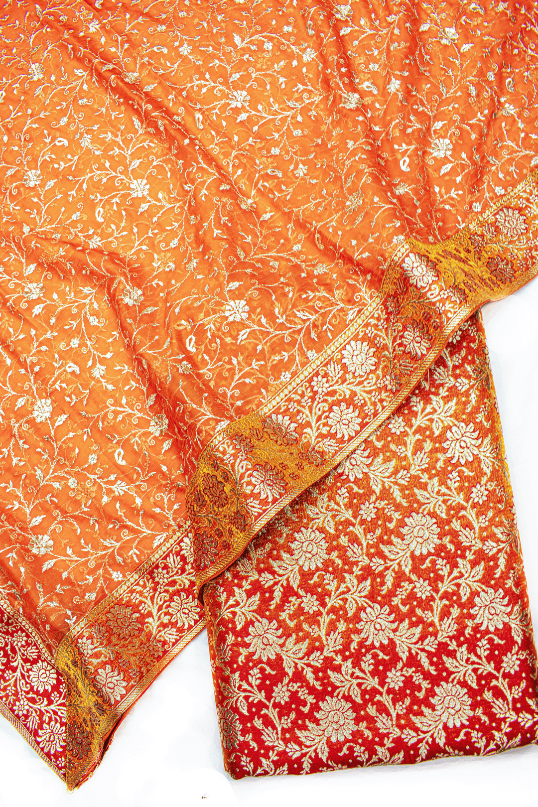 New Jaal Fancy Duppata Orange Kimkhab Silk Banarasi Gharara