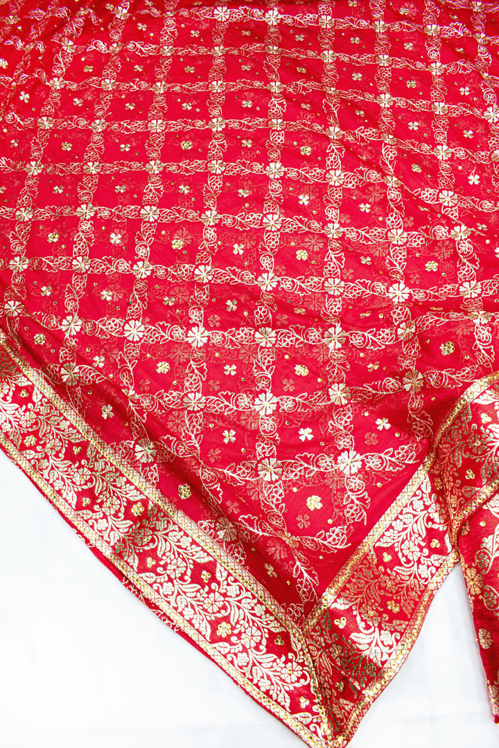 Trending Fancy Design Red Stone Kimkhab Silk Banarasi Gharara