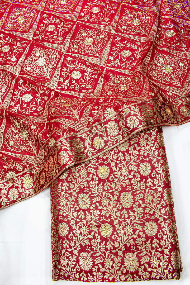 Maroon Stone Kimkhab Silk Banarasi Gharara With Trending Duppata