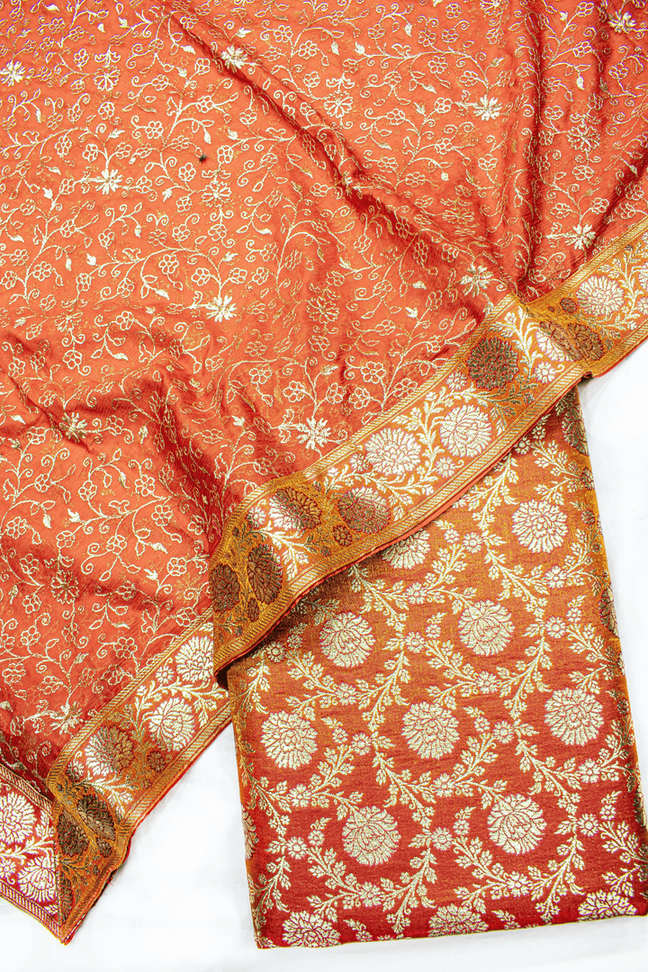 New Orange Kimkhab Silk Banarasi Gharara With Designer Duppata