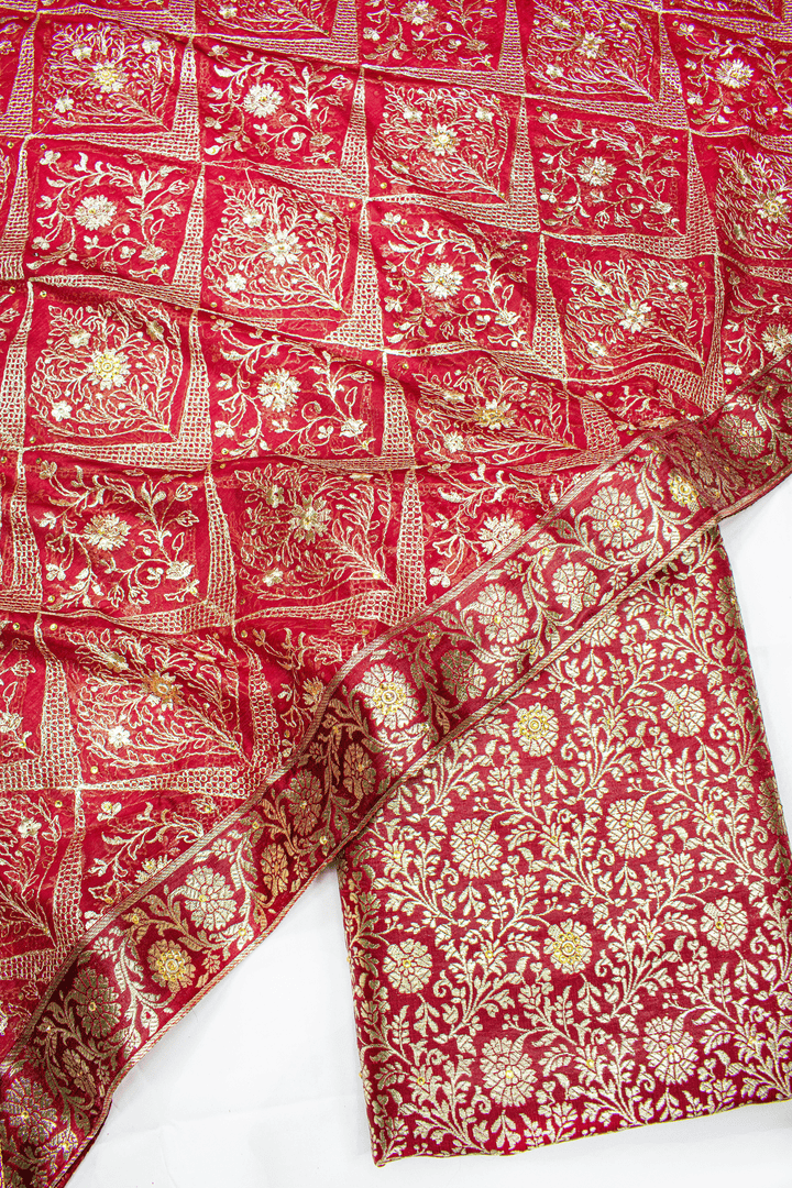 Maroon Stone Kimkhab Silk Banarasi Gharara With Trending Duppata