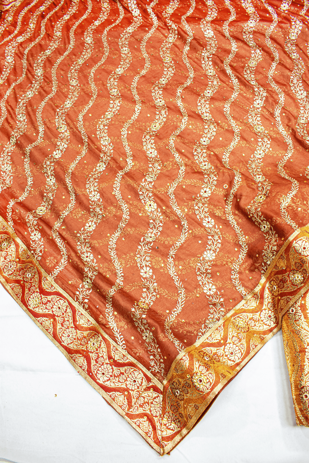 New Lehirya Design Orange Stone Kimkhab Silk Banarasi Gharara