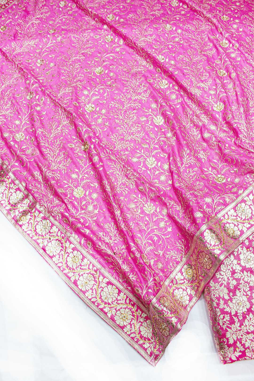 New Light Pink Kimkhab Silk Banarasi Gharara With Lehirya Duppata