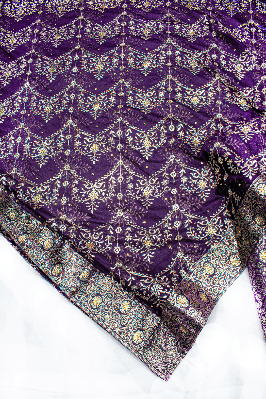 New Fancy Duppata Purple Stone Kimkhab Silk Banarasi Gharara