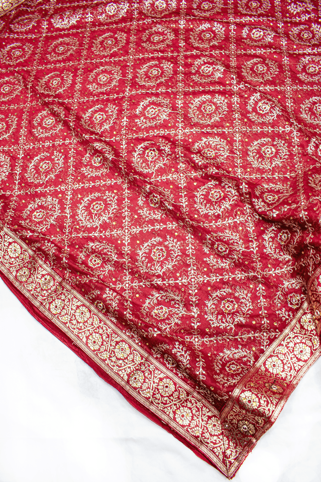 Maroon Stone Banarasi Kimkhab Silk Gharara With Fancy Duppata