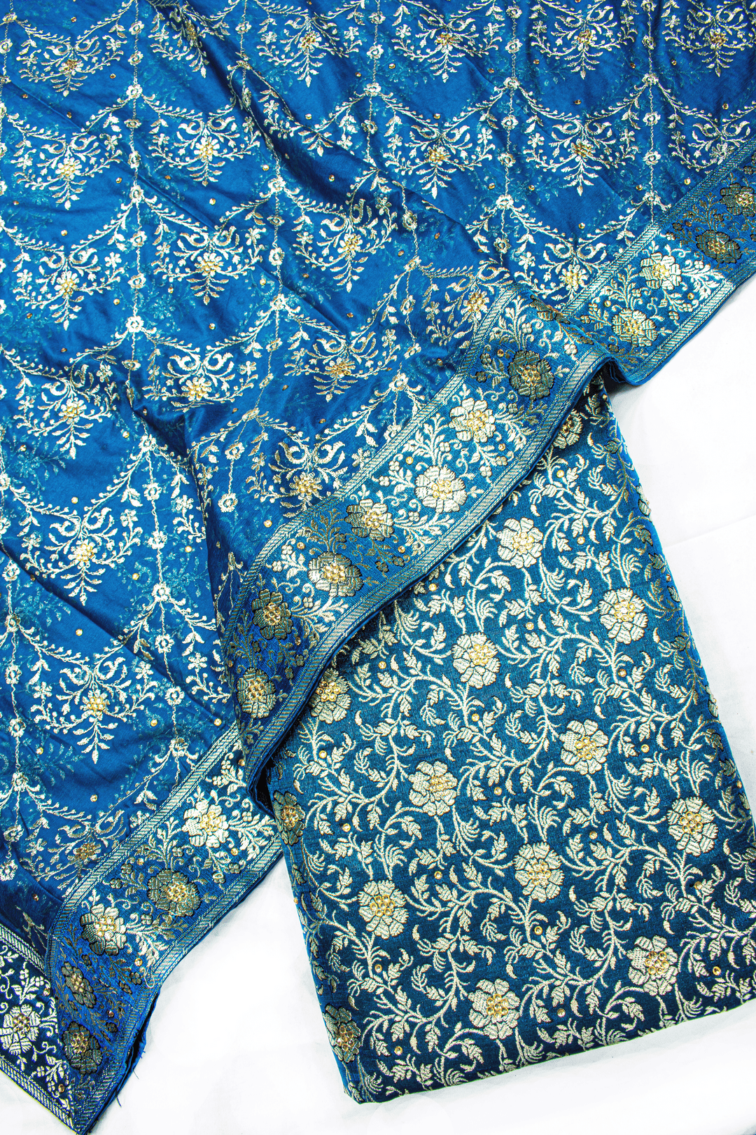 New Blue Stone Kimkhab Silk Banarasi Gharara With Fancy Duppata