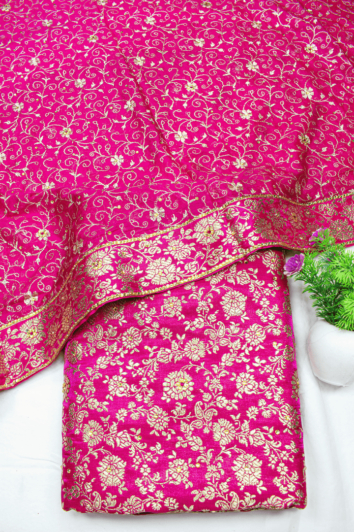 Latest Fancy Duppata Rani Pink Kimkhab Silk Banarasi Gharara