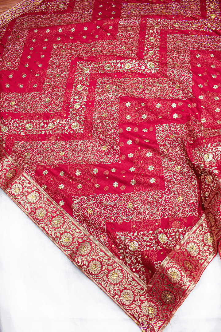 Maroon Stone Kimkhab Silk Banarasi Gharara With Trending Duppata