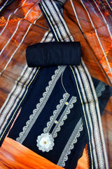 White Black Pakistani Orgenza Suit With Digital Print Duppata