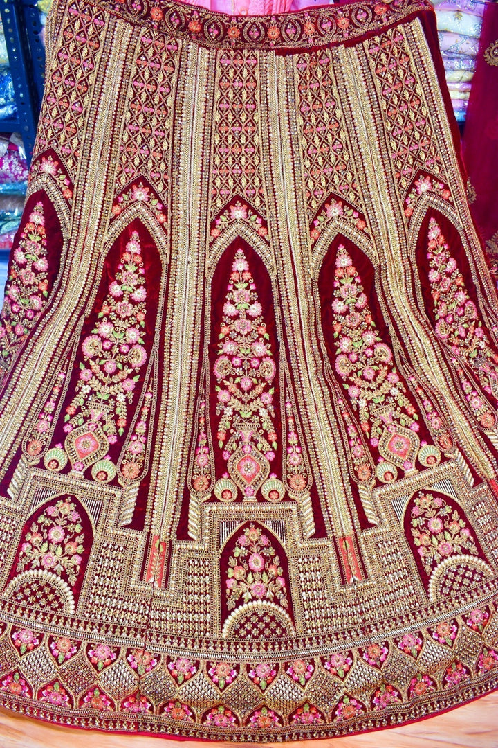 Maroon Special Rajasthani Lehnga With Heavy Zarkan Work